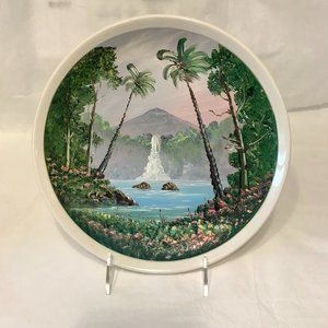 Original Oil Painting on Ceramic Plate Artist Signed Decorative Wall Hanging